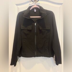 90 DEGREES BY REFLEX Black Cropped Windbreaker Hoodie Jacket Full Zip Small